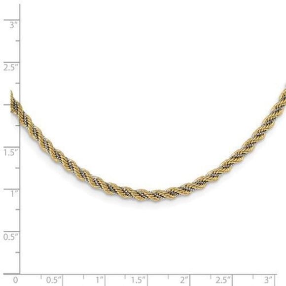 Leslie's 14K Two-tone Polished Textured Rope Necklace - Picture 5 of 5